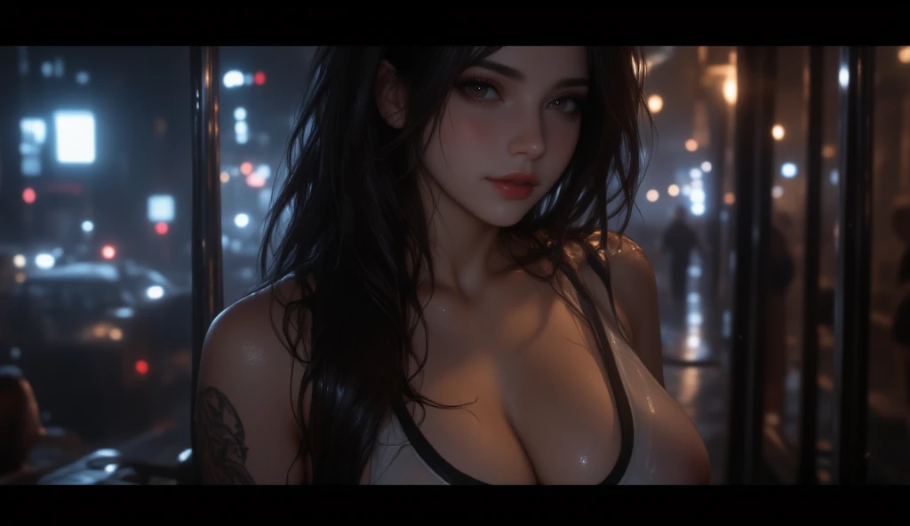 Complex 3D rendering of ultra-fine beautiful porcelain contoured female face, , Integrated Circuit Components, 150 mm, Beautiful studio soft lighting, Rim Light, Vivid details, Luxury Cyberpunk, Lace, hypeRPractical, ???????,((Full and soft breasts,)))(((Large Breasts))) (((Cleavage))) Facial muscles, Cables and wires, Microchip, elegant, Beautiful background, Octane RendeRing, H. R. Gig Style, 8K, best quality, masterpiece, illustration, Extremely refined, Very detailed ,CG ,Unite ,wallpaper, (Practical, photo-Practical:1.37),Astonishing, Fine details, masterpiece,best quality,Official Art, Very detailed CG Unite 8K wallpaper, absurd, incRedibly absurd, , Silver beads, sit,Bangs, , Long hair