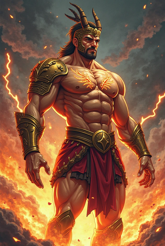 A comic book-style illustration of Cortex Brutus, the Energy Fanatic. He is depicted as a massive, muscular figure with a chiseled physique that exudes power. His skin has a slight metallic sheen, symbolizing his extreme resilience, and is adorned with tribal tattoos that glow with energy whenever he absorbs power. His face is strong and expressive, marked by a scar that runs across his nose and cheek. His eyes constantly emit a bright, energetic glow, reflecting his belief in his own superiority. His hands are large and powerful, capable of unleashing concentrated energy blasts, which he channels through metallic bracelets. Cortex Brutus wears an armor inspired by gladiators, crafted from a mix of metallic material and solidified energy, adorned with symbols that channel and amplify his power. The background should evoke a sense of raw energy and destruction, with cracks in the ground and bursts of light emanating from his presence, showcasing his immense strength and fanatical obsession with power.