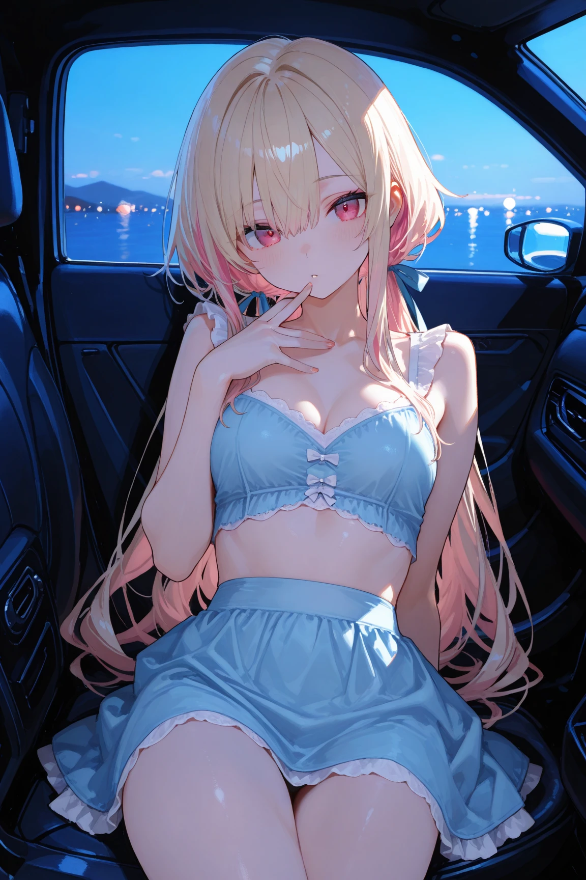 ,long hair,straight_hair,bright_pupils,cleavage,slender_waist,ankle_boots,elbow_gloves,1girl,white_pantyhose,lace,