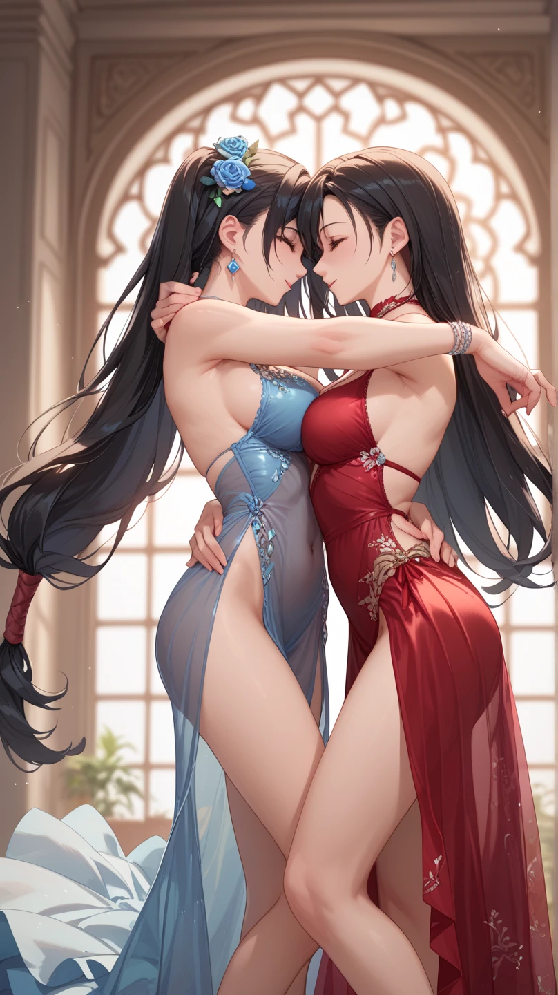 Beautiful samurai with small male son,((son is ass pinching to mom )),Close-up of young son touching mom butt, (open mouth),trending on artstationh, Sharp focus,, Intricate details, Highly detailed,, intricate face details,Curvy physique, Thick body,(No bra),(Japan Mature Woman with snine years old son ),((hand of son cover areolae)),((Sexual suggestiveness)) mom seducing boy ,at the palace,vibrant, 4K, Intricate details, big breasts enchanting, Professional manufacturing, 12k resolution,Seductive smile,black hair, mom and son hugging, couple, mom molesting son