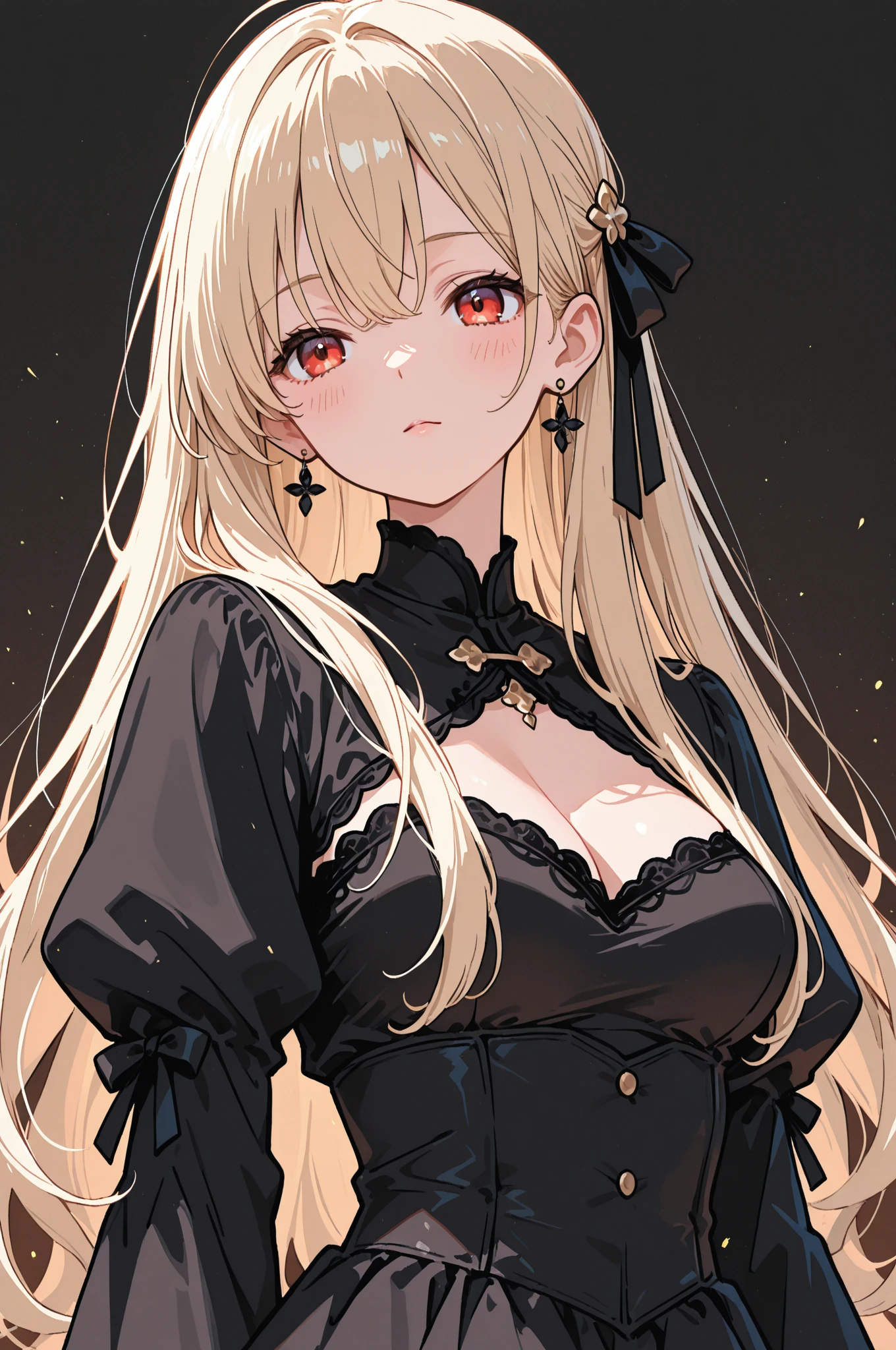 (masterpiece、highest quality、highest quality、Official Art、Beautiful and beautiful:1.2)、(One girl:1.3)Hatsune Miku、Twin tails,Big Breasts,score_9, score_8_superior, score_7_superior, score_6_superior, Break Anime, Very detailed, complicated, masterpiece, 4K, Adult, Detailed lighting, Cinematic, Dynamic Background, Wallpaper Background:1, Mysterious, Sensual, complicated black lace patterns overlaying a deep red backdrop, Subtle white highlights accentuate the elegant motif, An atmosphere of foreboding and intrigue, Gothic, Abstract,, quality, Twin tails, Blonde Hair, A dark and muted color palette, It's dim, Depth-of-field blur, dream-like, Dramatic lighting, Low saturation, High Contrast, Vignetting