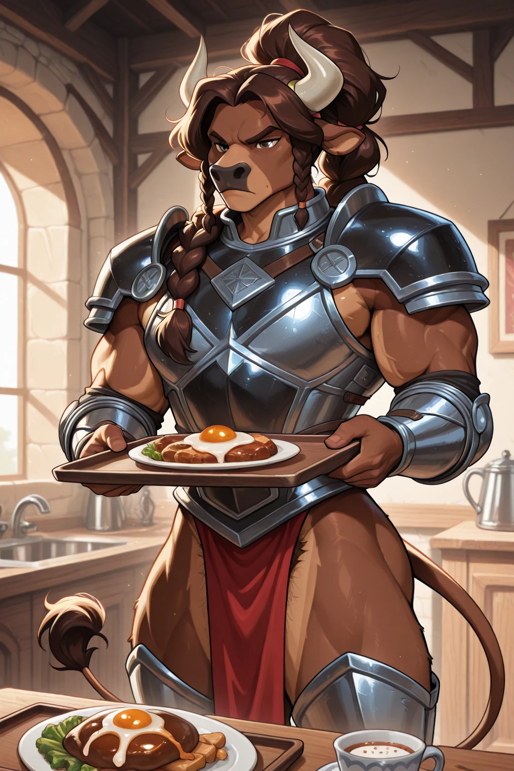 a lion,Raise your sword,Meat balls,Less clothes,Detailed character details