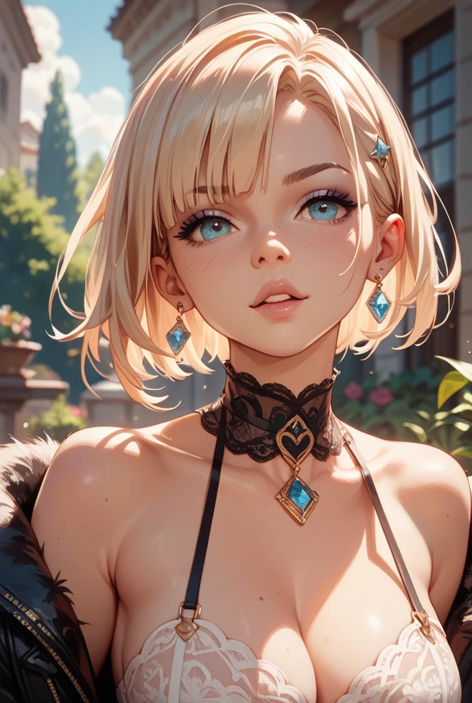((Highest quality, 16K, masterpiece: 1.3)), (beauty: 1.2, Slim Abs: 1.2), (Ultra detailed face, Highly detailed lips, Fine grain, double eyelid), (White see-through bikini), 1 female, Short bob woman, One mole on the right breast