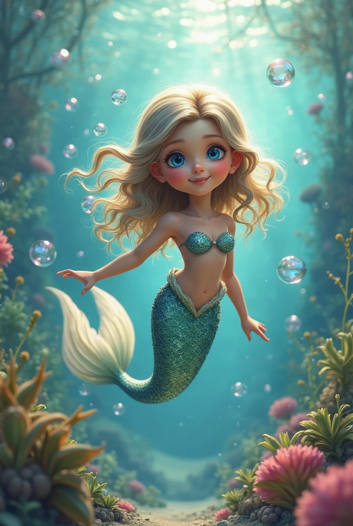 1girl, cute mermaid, anime, (hyper realistic digital art), (in oil painting), beautiful detailed eyes, beautiful detailed lips, extremely detailed face, long eyelashes, mermaid tail, underwater scene, ocean, coral reef, tropical fish, bioluminescent plankton, (best quality,4k,8k,highres,masterpiece:1.2),ultra-detailed,(realistic,photorealistic,photo-realistic:1.37), vibrant colors, dramatic lighting, ethereal atmosphere, fantasy art