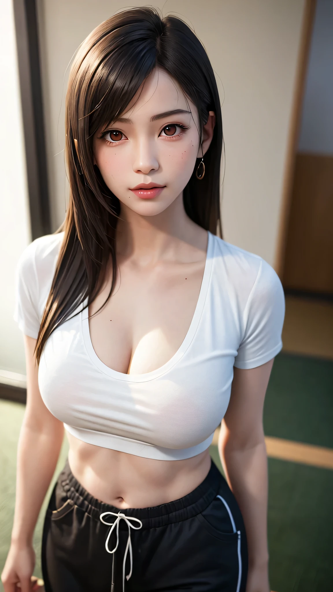 A cute girl touches the swelling in her crotch that can be seen even through her underwear