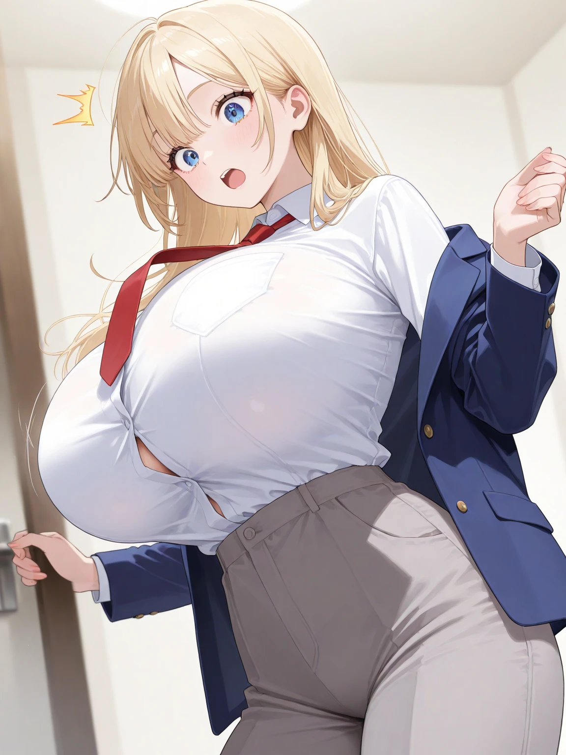 1girl, aroused, ahegao, bursting breasts, gigantic breasts, BEReaction, Breast expansion, sequence