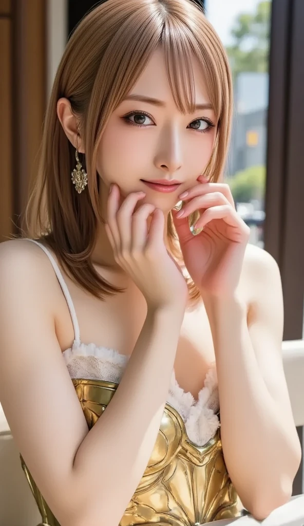 One girl, High resolution, Big Breasts、Blushing, Shortcuts, Blonde, Open your mouth a little, tongue, Cat ear, High resolution, masterpiece, Winner of numerous awards, Purple eyes, Back view,