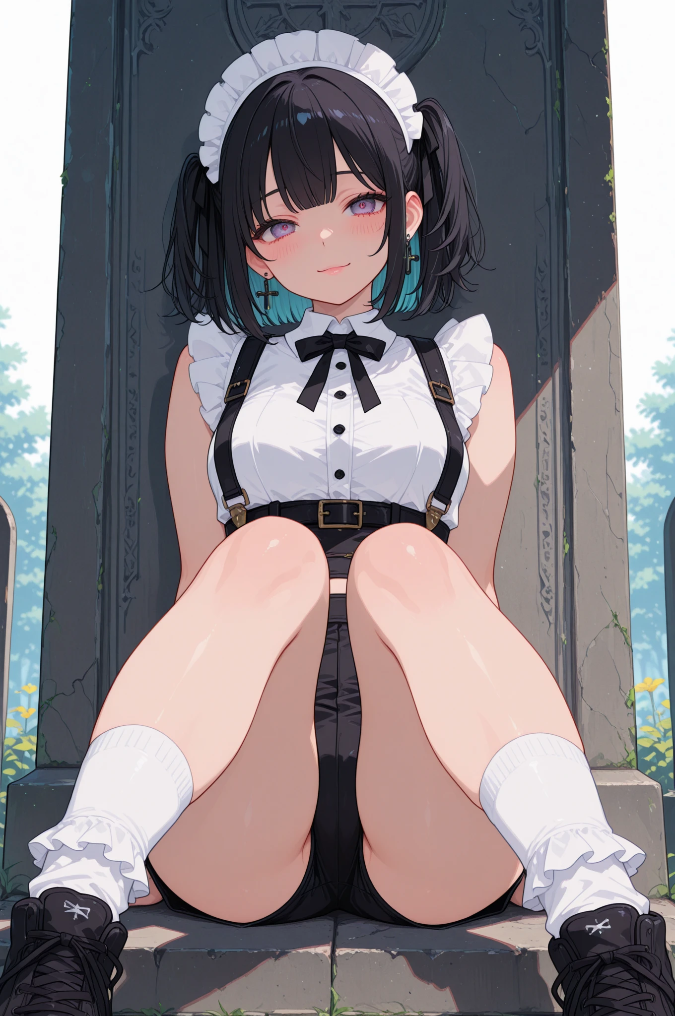 ((anime:1.45)),,((best quality)), ((highly detailed)),((sketch)) extremely detailed face, beautiful face,((1girl)),((solo)),shiny skin,((cowboy shot:)), yorumi rena, twintails, hair bobbles, hair ribbon, dress, striped, bow, puffy short sleeves, white gloves, ((huge breasts:1.05)),((cleavage:1.25)),(((skirt lift:))),(thick thighs),
(((pussy:1.35))),((nose blush)),,,(bad mood:0.91),open mouth,(:d),(looking at viewer:1.25),BREAK ((park ,bench:1.35)),((sit on bench:1.35)),((sitting:1.35))outdoors,,BREAK ((spread legs:1.35)),,BREAK (animal ear legwear:1.15)(thighhighs:),( asymmetrical legwear:1.15),(high heels),arms behind back,