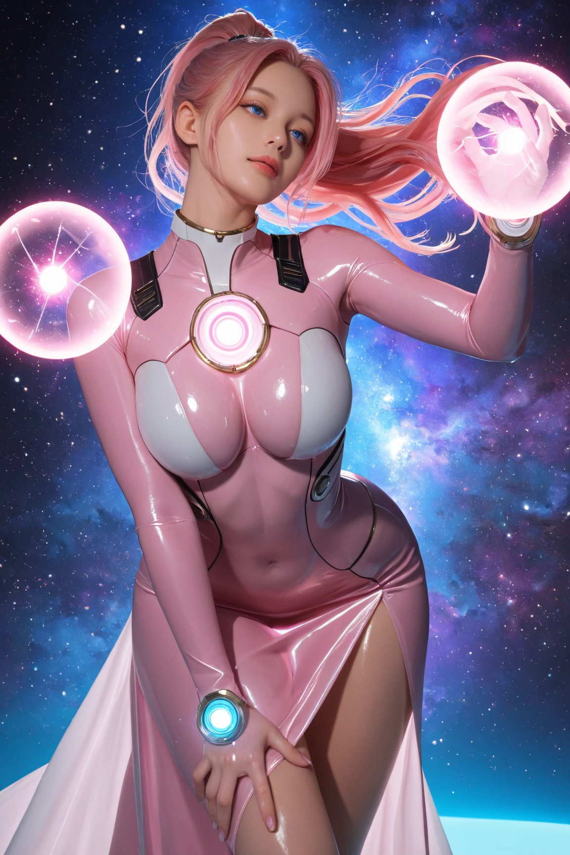 One girl, Star Mage, Pink haired Maria Chiquinha, Space comet, leotard suit