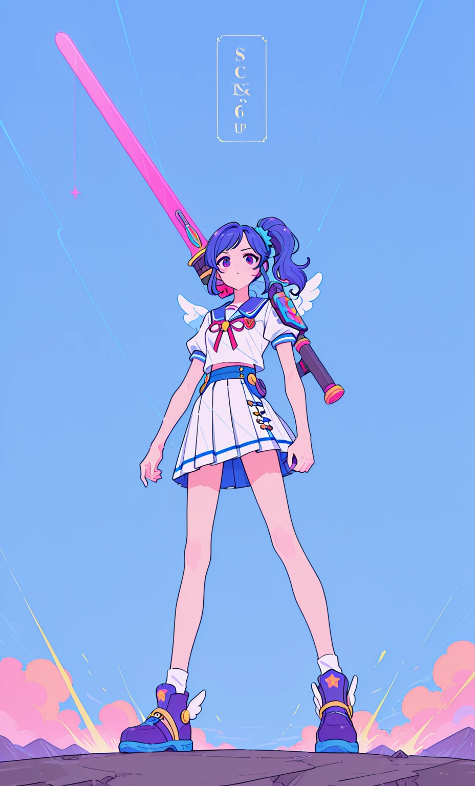 Pink hair、Anime characters、a short bob、Sleeveless sailor suit、elbow length gloves、Thigh-length boots、Thin heels、Blue eyes、Very short pleated skirt --auto