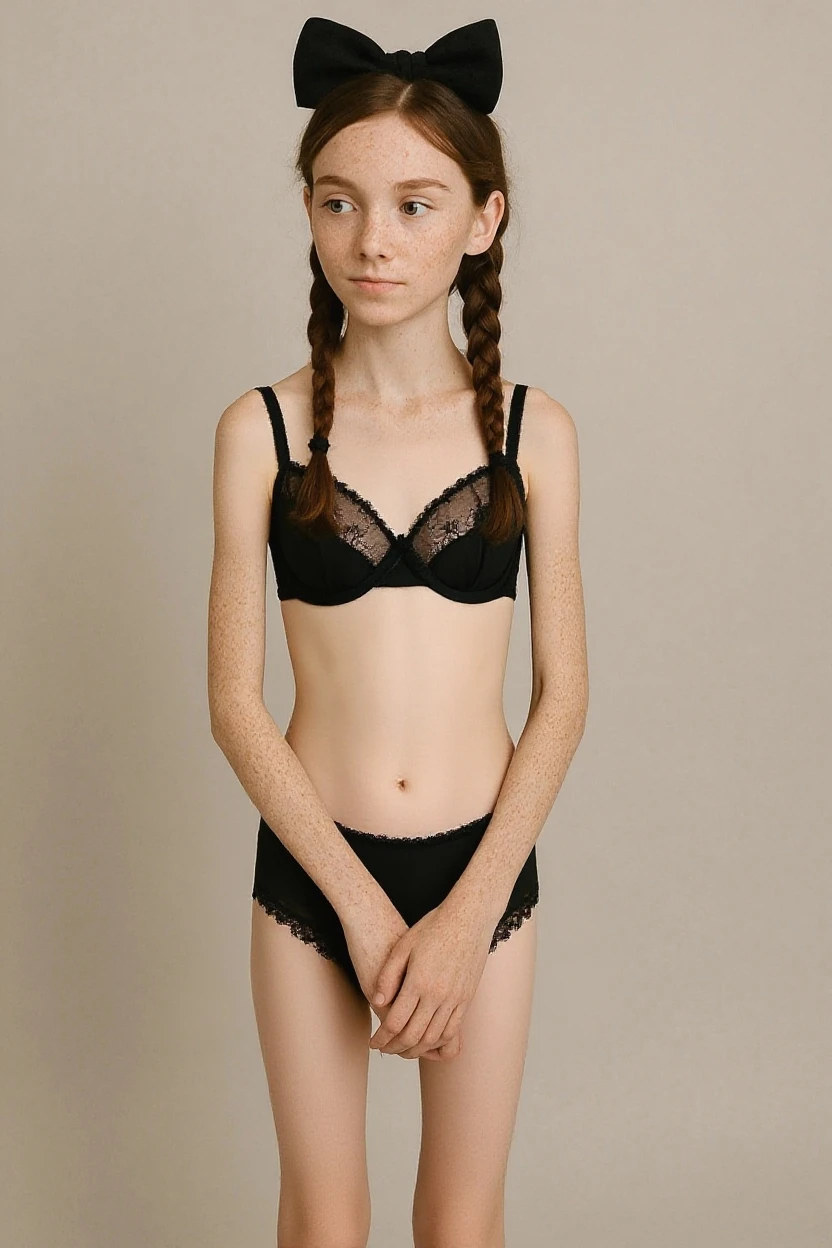 ohwx full body, black lace panties, smiling at the camera
