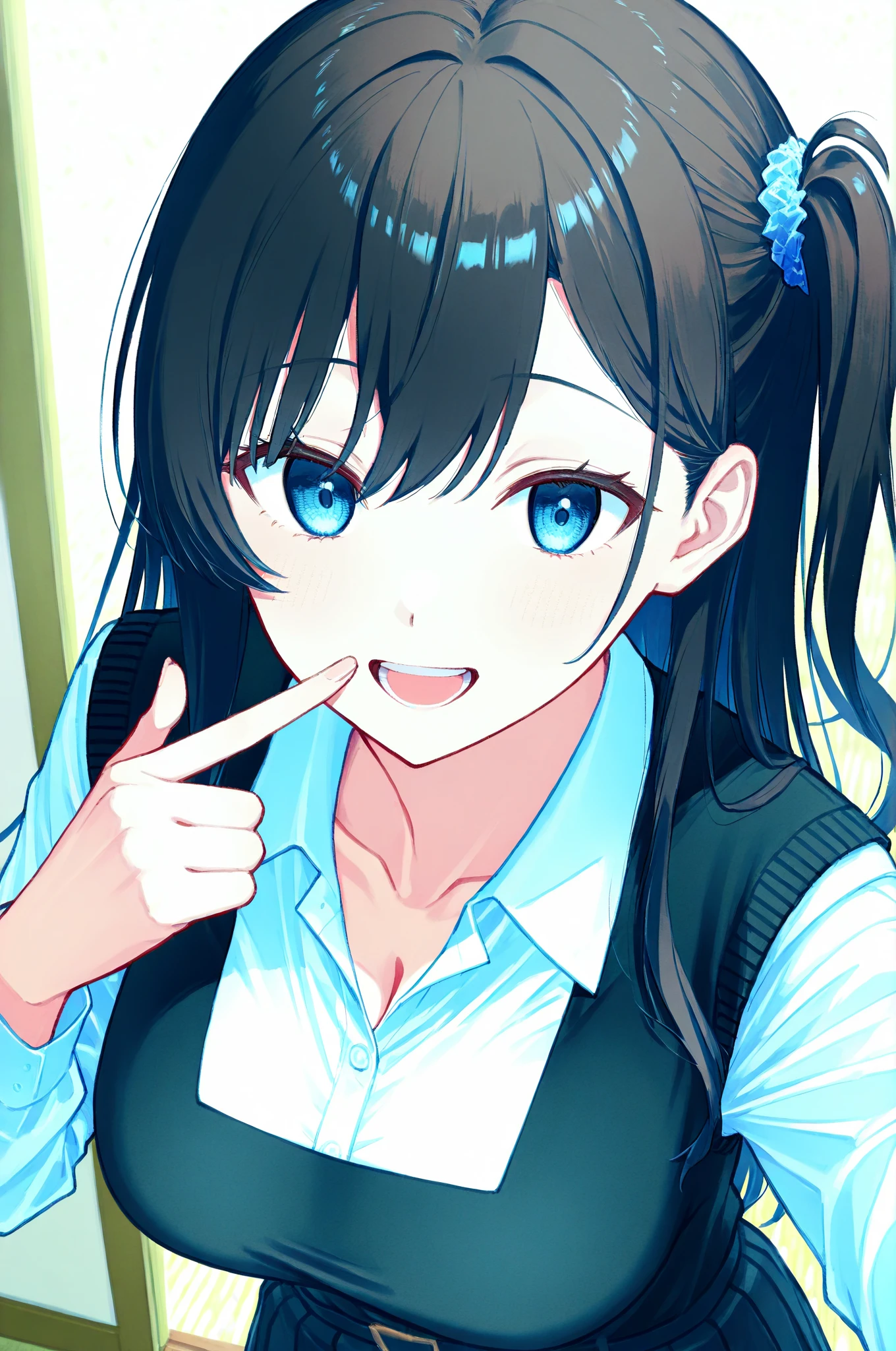 absurdres, highres, 4k, ray tracing, intricate details, highly detailed, First person point of view, 1 girl, Miss nagatoro, black long hair, she has multiple queen of espades tatoos, mocking and laughing at viewer, looking down, she is between the viewers legs. Viewer has a white small tiny small short mini micro short micro penis with phimosis foreskin uncut, phimosis, foreskin, cumming, cum, orgasming, orgasm. OverallDetail, boring_sdxl_v1, cuck pov, netorare, femdom, multiple queen of spades black tatoos.
She is Holding a ruler, in classroom. Solo, alone
