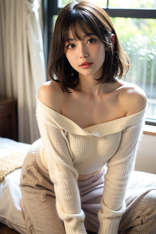 Naked Women,(masterpiece:1.3), (8k, Realistic, RAW Photos, Highest quality: 1.4), (One girl), Beautiful Face, (Realistic Face), (Black Hair, short hair:1.3), Beautiful hairstyle, Realistic eyes, Beautiful attention to detail, (Realistic Skin), Beautiful Skin, (sweater), Absurd, Charm, Ultra-high resolution, Ultra-realistic, Very detailed, Golden Ratio