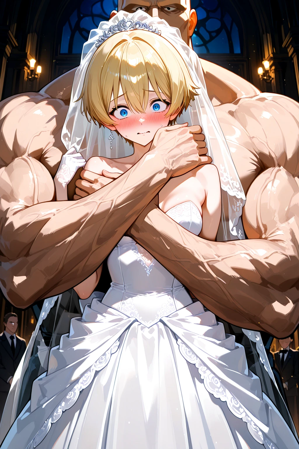 Photo of a hot and sexy tall busty BLONDE bride with a small son (Shota) having sex in a church , A nine-year-old boy penetrating and holding Bride grabbing her chest in the church , son penetrating her with his erection (agarrar) ((agarrar el pecho)), Sexy Bride in mini dress in church showing her tits, Modelo Mujer Latina Alta novia hermosa , La mejor calidad, ojos expresivos, Cara perfecta, sexy bride and her little son having sex in church , Son penetrating topless mom bride  with his erection , Mom bride topless in the church wet and moaning