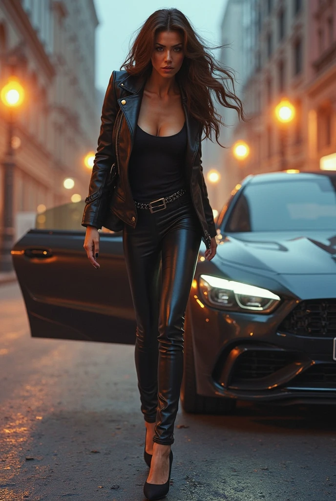 1 beauty,Wear thigh boots,Full body photo,Delicate face,Body parts,8K,primitive,Beautiful,high-definition picture quality,realisticlying,Full body photo,dynamicposes,Skin details HD,Large chest,with a well-proportioned body,eyes with brightness,Textured skin,photorealestic,Full buttocks,Full breasts,Latex bodysuit,Cocked buttocks