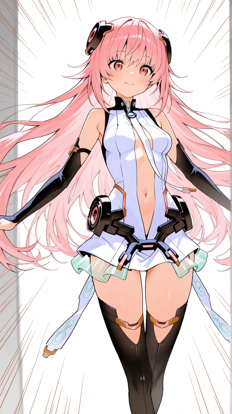 zero two \(darling in franxx\), darling in franxx, 1girl, bangs, bite, shadow, green eyes, horns, long hair, looking at the viewer, small breasts, big thighs, makeup, white bodysuit, pink hair, red eyeshadow, tight skin, solo