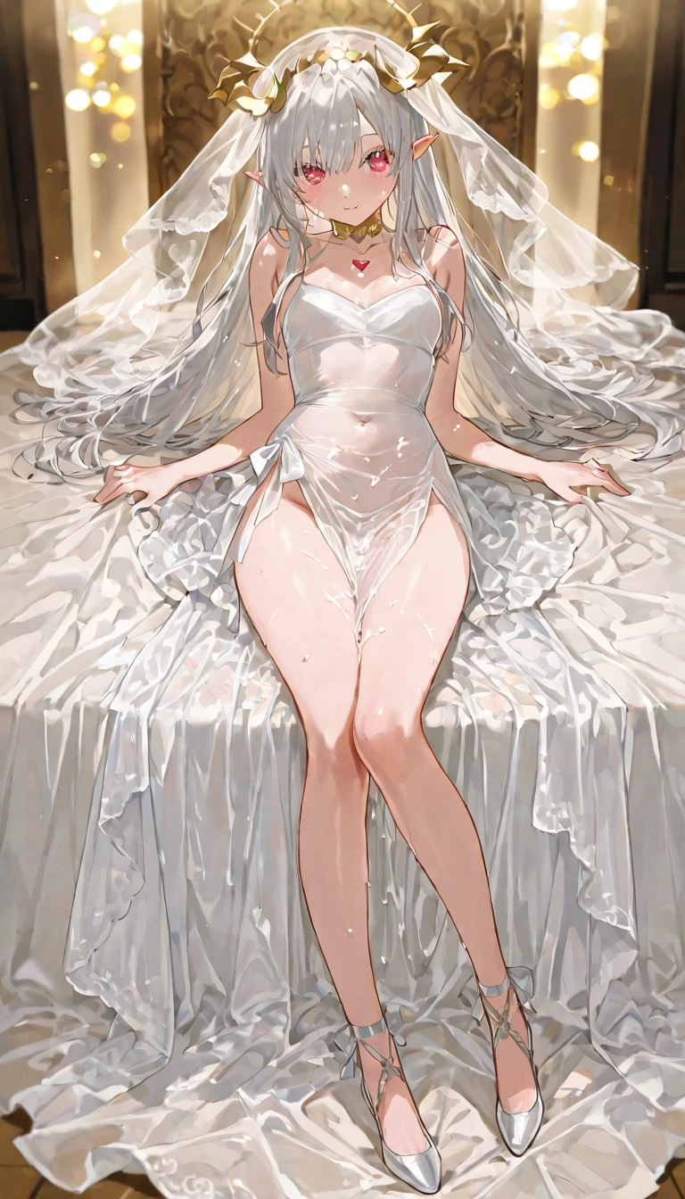 女の子1人, (Full body), Unknown , detailed clothes, (delicate illustration:1.4),(masutepiece:1.0), (Best Quality:1.4), (超A high resolution:1.2), (Photorealistic:1.4), (8K, Raw photo:1.2), (Soft Focus:1.4), (18year old:1.3), (Sharp Focus:1.4), (Renaissance art:1.4), Detailed beautiful face, (Silk White Socks, Black pumps), lying on the bed