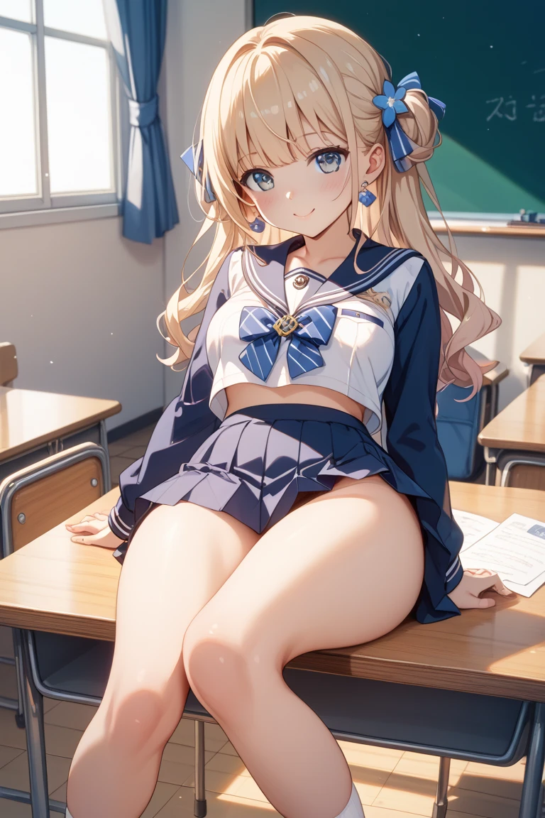 lighting like a movie、top-quality、High school girl not wearing panties in the school classroom、Laugh、Beautifully shaped female genitalia、Show off your hairless genitals、Bright crotch、ripped school uniform、breasts looking、