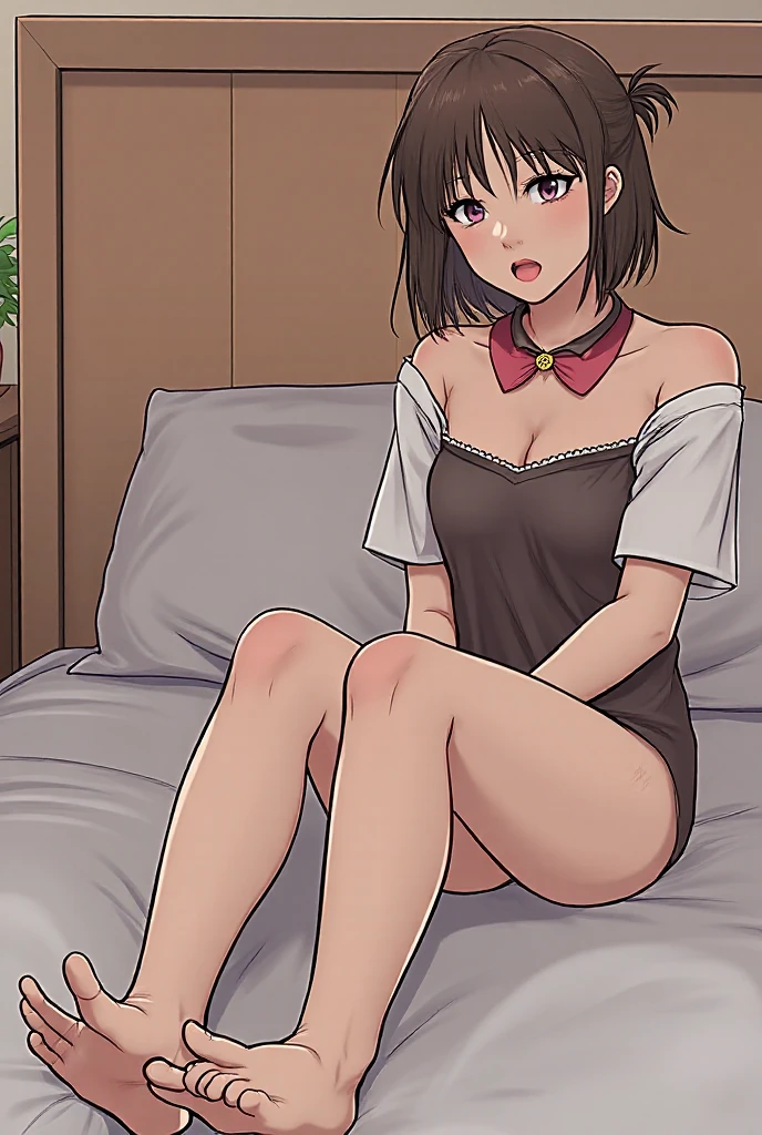 Face :9,3157126699], A realistic high school girl wearing an extremely thin white shirt lying on a bed, Wearing small panties、Shirt, panty, and pantyhose, (Ultra-realistic pantyhose:1.3), Japanese Ido、Popular idol、Laughter、RAW Photos, (In 8K、Highest quality、masterpiece:1.2)、(Intricate details:1.4)、(Photorealistic:1.4)、Octane Rendering、Complex 3D rendering with ultra-detail, Studio Soft Light, Rim Light, Vivid details, Super Detail, Realistic skin texture, Detailed aspect, Beautiful details in the eyes, Highly detailed CG Unity 16k wallpaper, Makeup, (Detailed Background:1.2),　Glowing Skin、Exposed thighs!!!、