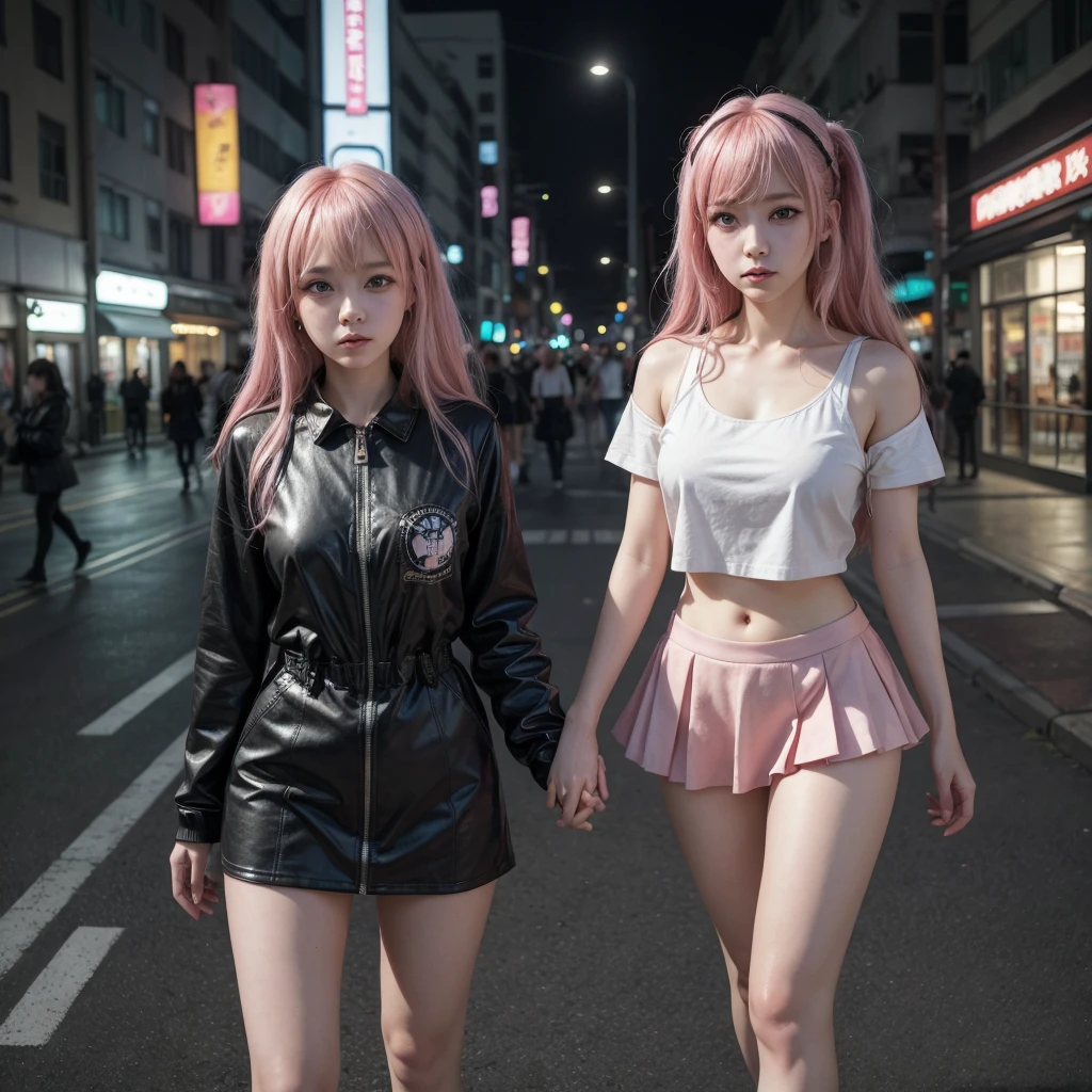 20yo woman， （masterpiece： 1.4）， （8k， reality， original photo， best quality： 1.4）， Japan， （1 girl）， beautiful face， （Real faces： 1.4）， （pink hair， short hair： 1.3）， hairstyle， Realistic blue eyes， beautiful details eyes， （reality skin： 1.3）， beautiful skin， Attractive， ultra high resolution， Super realistic， HD， golden ratio， （Detailed face： 1.4），Pink short hair, big ass emphasized，nude,  (naked wearing only kacket with open zipper), looking into camera，((no bra)), (without pant) , ((without panties)), standing in public