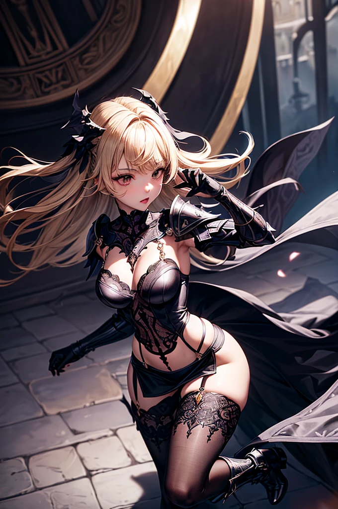 PERFECT MASTERPIECE, EXTREMELY DETAILED CG UNITY 32K UHD QUALITY RESOLUTION WALLPAPER, PHOTOREALISTIC, RAW PHOTO, PERFECT PHOTOGENIC CLARITY, OFFICIAL ART, AWARD-WINNING PORTRAIT, ULTRA HYPER-REALISTIC, ULTRA HYPER-DETAILED, SHINY REALISTIC SKIN, ADVANCED RAY TRACING, CINEMATIC LIGHTING, PERFECT COMPOSITION, The most beautiful and sexy barbarian warrior girl, very long unkept blonde hair, vibrant moonlight eyes, long detailed eyelashes, blushing, full pouting pink lips, curvy body type, full hips, super huge enormously gigantic tits, cleavage showing, gigantic tits bursting out of her outfit, tons of tattoos and piercings, wearing highly detailed prehistoric hooded battle clothing with animal furs animal bones straps buckles and thigh high prehistoric boots, holding a battle axe, arching her back in a sexy seductive slutty pose, looking at the viewer, close up pov camera view from below, sexy seductive slutty facial expression, metal fragments and debris blowing in the wind, prehistoric cosmic aesthetic atmospheric wasteland background
