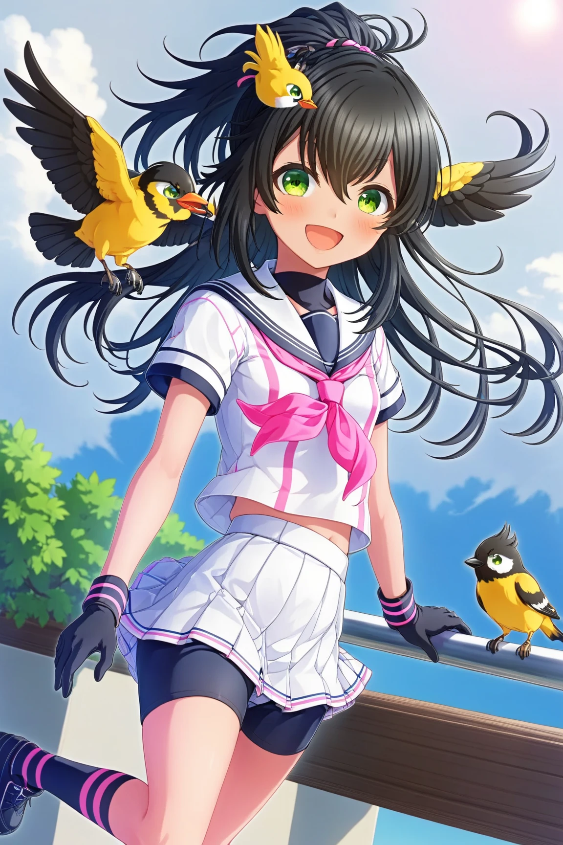  actor、ちいさなスーパーIdol、shy person、Tan Skin、(10歳のgirl)、(Beachで泳いだり)、(Wet school uniform)、(Wet and see-through uniform)、(Laughing)、((Highest quality、8k、masterpiece:1.3))、girl、White Dress:1.1、Cute girl、Primary school students、Young Girl、(Flat Chest)、(Small breasts)、（（（Ａcup）））、bust７５centimeter、Idol、Droopy eyes、yellow、Small and delicate body、Slender、Super detailed face、(Big eyes:1.2)、Make your eyes clearer、double eyelid、Ultra-high resolution,、Wide forehead、No makeup、Realistic eye and facial details, Perfect teeth alignment、Perfect eyes and a perfect mouth、 Cheerleader、スクールSwimwear、Bloomers、1girl、Gravure pose、ponytail、Charm、髪をかき上げながら笑顔でWink、Beach、mini skirt、gold、Beautiful Supermodel, Dark Eyes、Wink、Swimwear、bikini、slender、(Ａcup)、Fairy、ballerina、Shiny satin fabric、Pool Party、Perfect Face、Perfect Eyes、Narrow waist、ribbon、beautiful girl、（Short Hair）、ribbonの髪飾り、Garter Ring、マイクロbikini、(masterpiece), Beautiful Face, 、 Beautiful Eyes, Black Hair, very cute, 8 Life-size,8k resolution, elegant, Approaching perfection, A stunningly beautiful 10-year-old girl(1girl:1.1), Ultra-high resolution, Best Quality, Small round face, Big eyes, Highly detailed face and eyes, Slenderの, Thin thighs, Make your legs thinner,