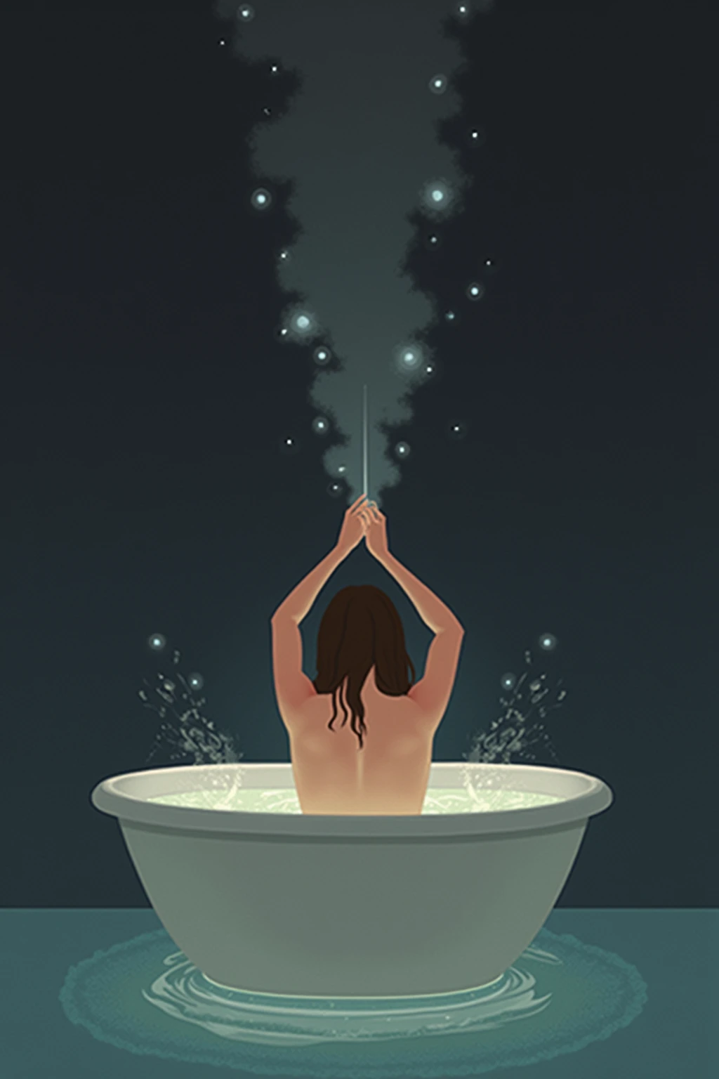 absurda error sketch a woman takes a bath in liquid enigmatic dreamscape surrealistic <lora:absurda:1>