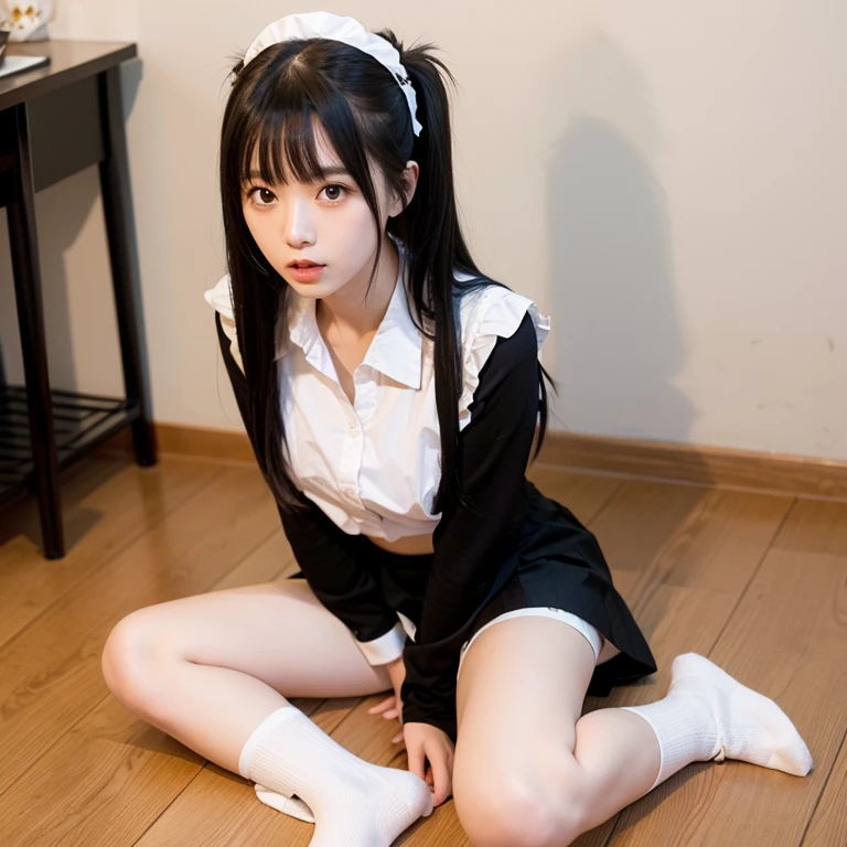 One Woman、Long Hair、Black Hair、suffering、torture、Constraints、Black knee socks、High leg、bdsm、