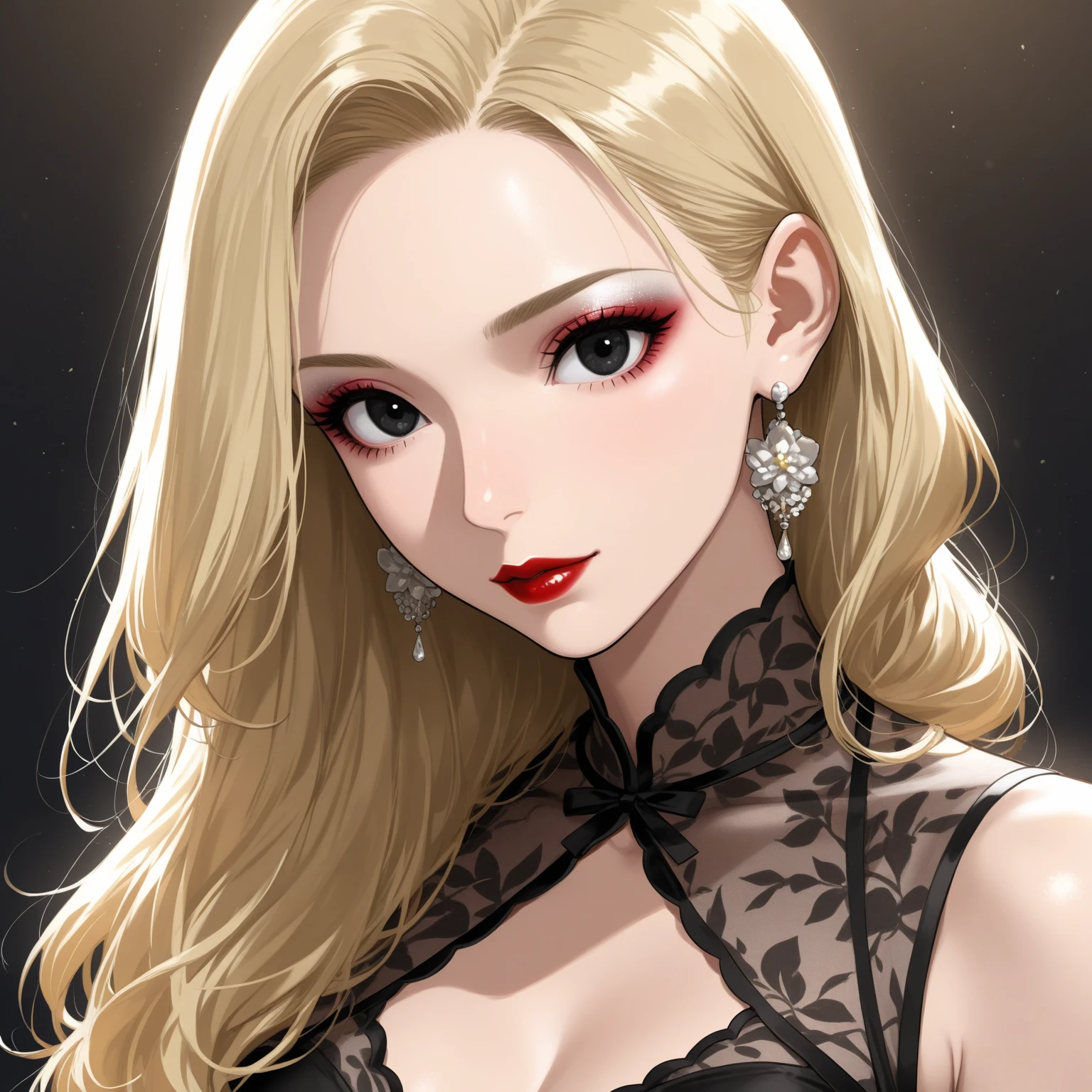 score_9, score_8_superior, score_7_superior, High-resolution CG illustration,A masterpiece in 32K resolution,Highest quality,it is really amazing,Very detailed,Ultra-high resolution,Ultra-realistic,Realistic,Increased depth of field,Cinematic lighting,
Elegant mature Japanese woman,
Shiny silver hair,Wavy long hair,Showing his forehead,god々Beautiful,Ultra-detailed and beautiful face,Sensual look,Beautiful dark brown, moist eyes,Pitch black eyes,Glowing, moisturized skin,Translucent white skin,born々New skin texture,Great proportions,
Elegant wine-red slit dress,spaghetti straps,Deep slit,Detailed and beautiful lace decorations,born地の柔らかな質感,
Black panties,
Black Stockings,
高層ビルの屋superior,Background of big city night scene,
Dramatic Angle,