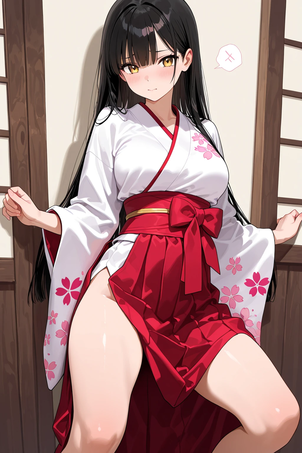 masterpiece, (pink kimono), seductive face, good lighting, décolleté, fine details, masterpiece, glowing eyes, 1girl, black hair, gag, bamboo, Nezuko Kamado, wisteria background, masterpiece, best quality, POV, whole body, wide hips, nude, naked, pink , medium breast, flat chest, slim body, seducing pose, sexy pose, dynamic pose, wet body, cum on chest, wet , open legs
