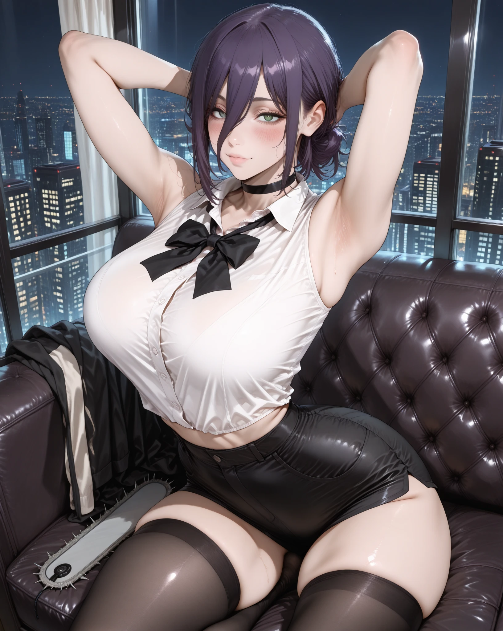Purple Short Hair Glasses White collared blouse Black tight skirt stockings Super shiny black and pink panties (Strap ID Card) 50 years old 赤いルージュのplump唇 Round face plump (eye contact) ((Mature woman sitting at computer desk in office、Lift your foot and press the sole of your foot against my face.)) Beautiful soles Toes Sweaty sexy body ((Knee-high boots)) Shooting from a low angle masterpiece 8k Drawn from a low perspective, seen from the ground MILF tries to step on my face with her booted feet