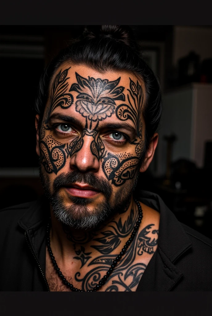 surreal muisca warrior face for man tattoo