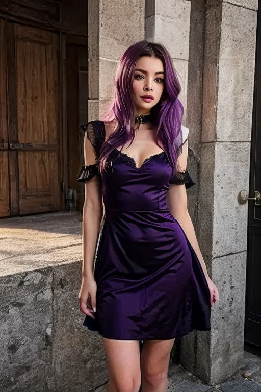 Transgender woman , anime ,Black yes , pink hair long , goth dress in acessories