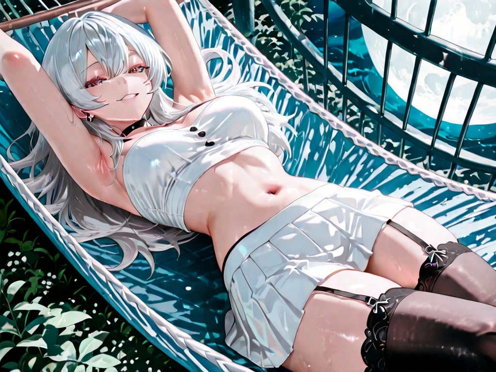sitting by the pool、Dipping feet in the pool、An electric massager is inserted into her sheer lingerie、blush、Beautiful liquid overflows from the lower half of the body、A clear liquid drips from the vibration of the electric massager.、???? Girl、、Clear liquid dripping onto the ground、Viscous, clear liquid、A young girl with a baby face、See-through swimsuit、Lace Stockings((She puts an electric massager inside her black lingerie and operates it, causing a clear liquid to flow out, making her look embarrassed.))(Angle from the front)