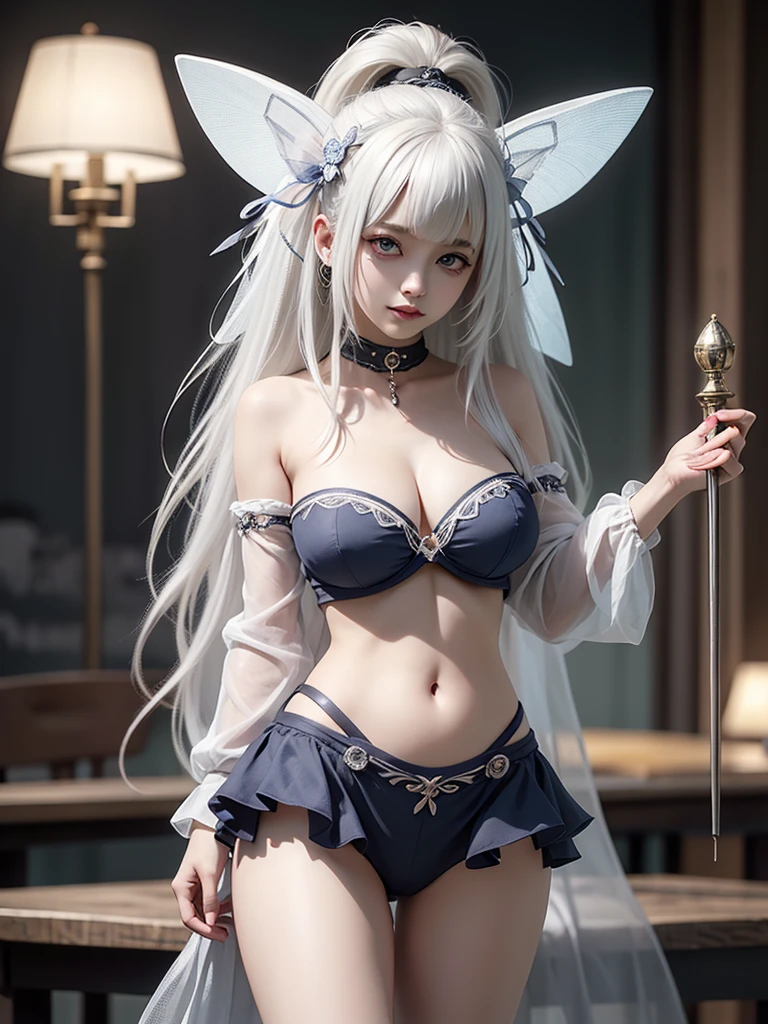 Lora 1 girl white hair left eye blue right eye red