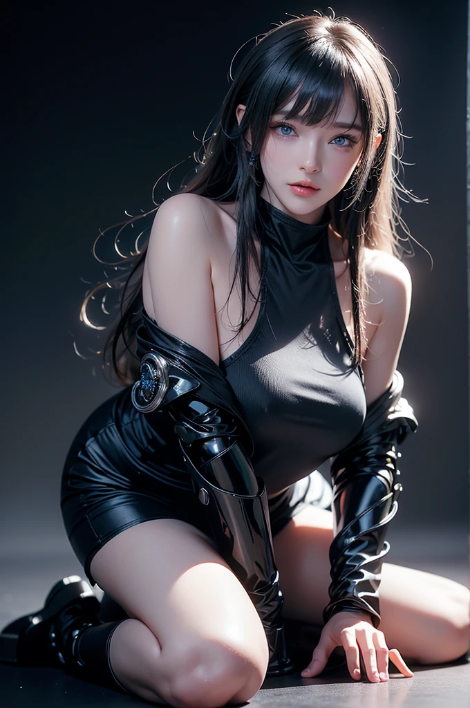 Sleeveless high-leg retard, ponytail, 8K, Full Body Tights, Highest quality, masterpiece, Realistic, Photorealistic ultra-detailed, One Girl, cute, The best smile, Beautiful Eyes, Long Hair, Perfect Face,