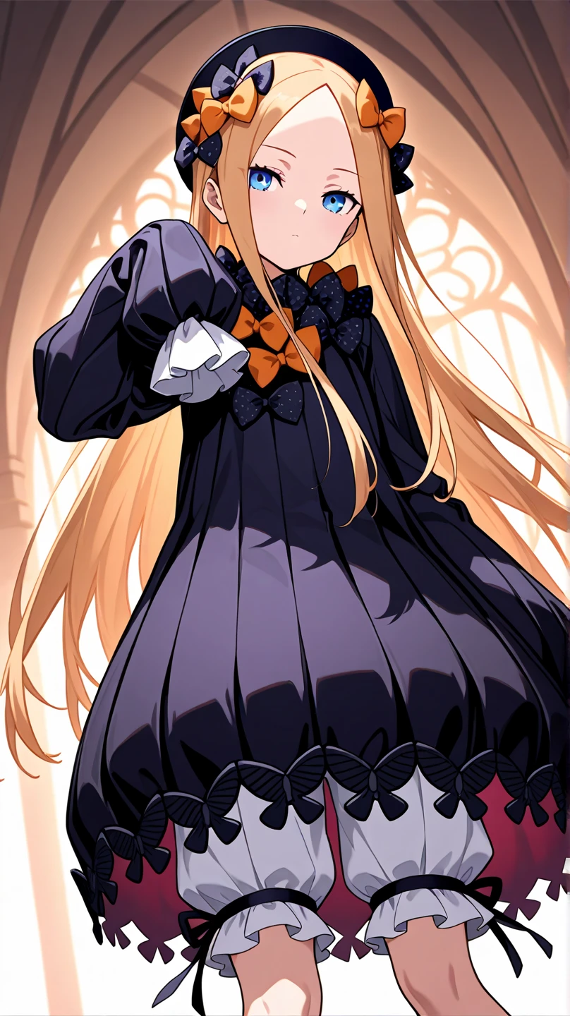 masterpiece, top quality, cute, beautiful, elegant, blonde, short, ribbon on chest, small breasts, jewelry, hair ornaments, short cuts, bangs, skirts, dresses, heart, blush, very long hair, upper body, one girl, mouth slightly open, toothless, watch viewer, harem costume, sagging eyes, brown eyes, rent a girlfriend, elegant