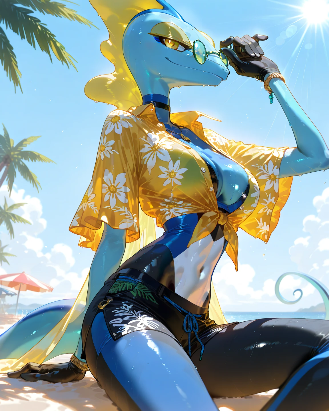 A sexy 13-yr Australian girl is wearing transparent frog head helmet sexy full body details figure, wearing transparent one piece Bikini lifting up plump pussy , wavy pink short braided hairstyles from the flow water, ((having tail splashing))( goblin ears))(frog hand)) (accurate details of hands & fingers)) hard errect nipples, open legs squat position,exposed pussy line, exposed panties, exposed pussyline, smiling with teeth exposed. Sparkling green eyes, charms, face details & fucos skin texture colored yellow, swimming under the ocean showing corals, urchins, fish, turtle, whale, bubbles of air for accurate background masterpiece ((with full yellow frog skin textured all over her body)) (( has gills)) swimming with ocean current waves under the sea