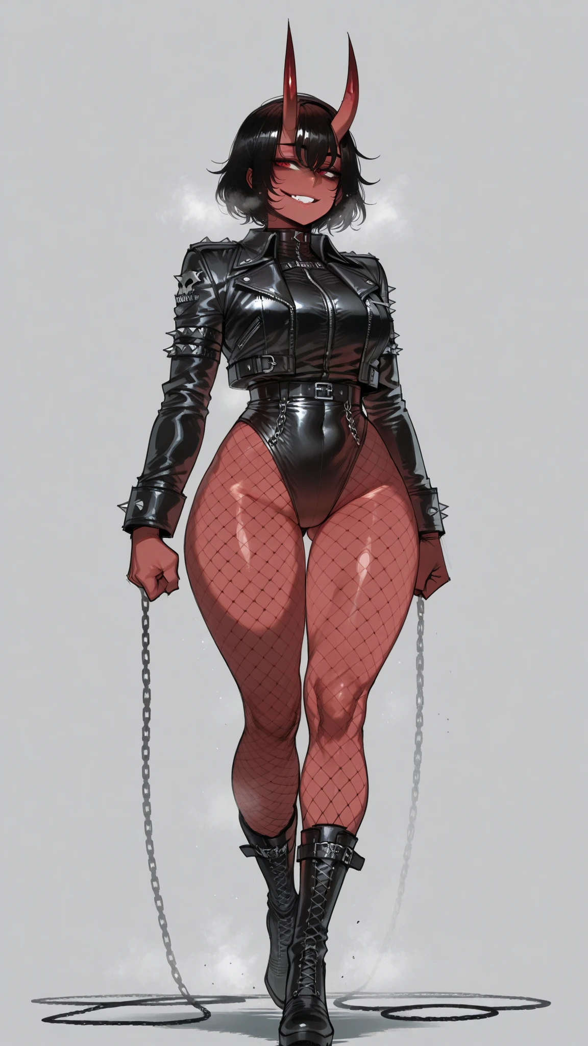 8k,4k,((Best quality, masterpiece, ultra high resolution)),((full body, by pixelsketcher)), <lora:EllieWalls:0.85>,EllieWalls, makeup,black nails, green eyes, multicolored hair,black hair, (( hair ornament,skull hair ornament, (red hair), twintails)), tattoo, nail polish,gothic,two-tone hair,(human),dress, black dress, side slit, pelvic curtain, heels, legband, black legband, opera gloves, fingerless gloves,smile, smug smirk,teeth,half-closed eyes,bare shoulders