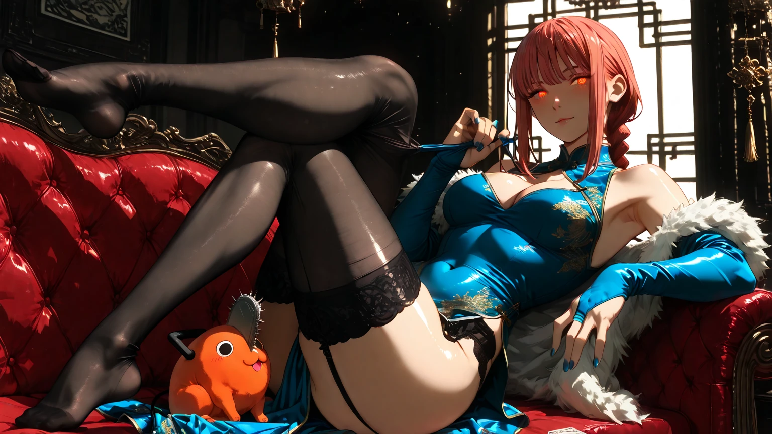 best qualityer, ultra-high resolution, ((orange color:1.3)), 1 girl, Beautiful woman, plump big breasts, new , legs open on the bed （（very big tits）），（（Grooves reveal original skin））