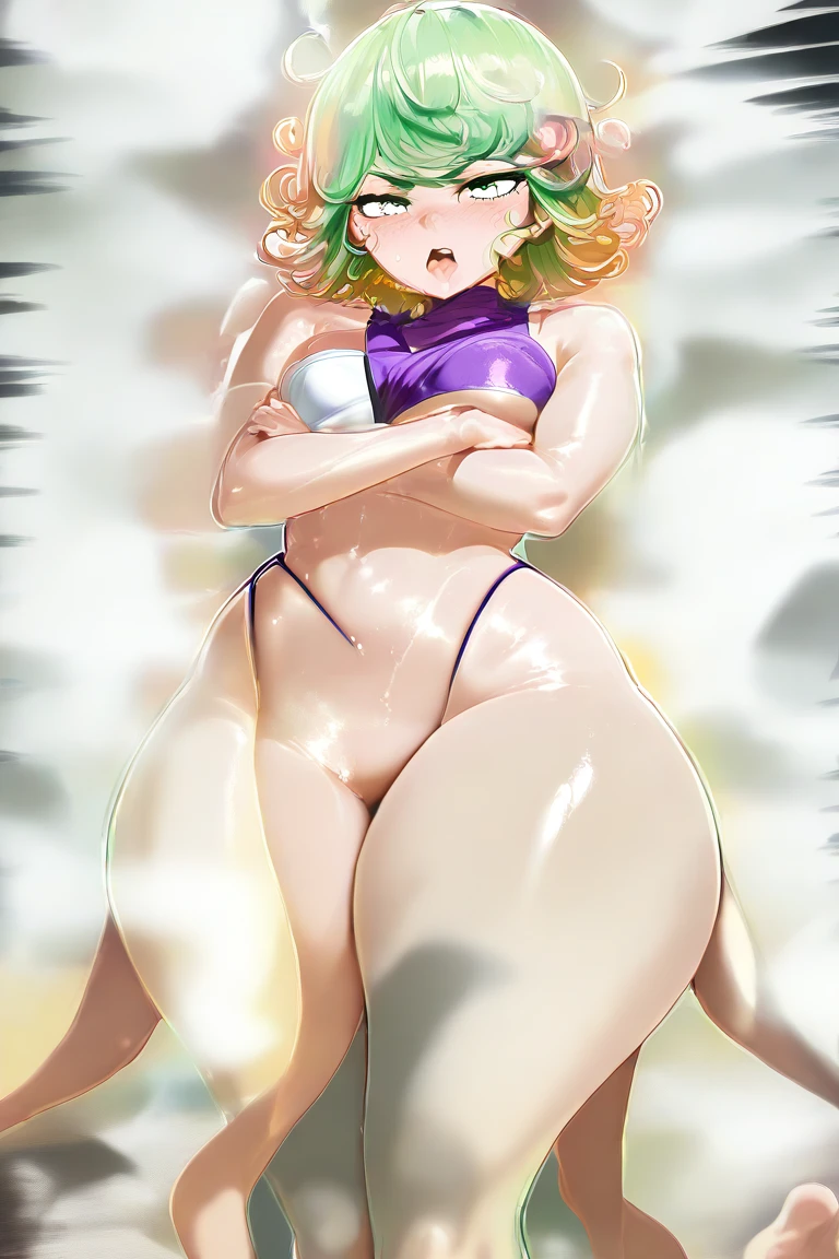 puntaje_9_arriba, puntaje_8_arriba, puntaje_7_arriba, con pecho mediano, parado derecho,mirando al espectador, seductor_pose,,(((quadruple amputee))),human-onahole, (((legsless, armsless:1.7))),sitting on bed,tatsumaki,green hair,bed, detailed background,sitting on bed,micro bikini,side view,ass,black bikini,vibrator inside pussy,wet pussy,excited