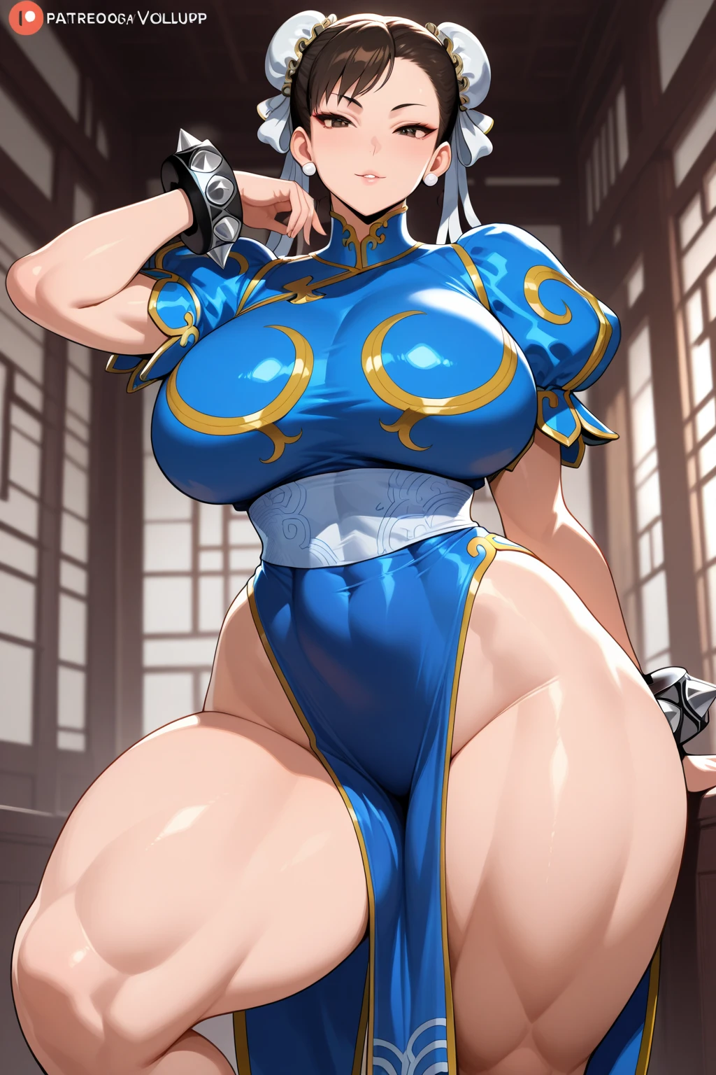 a woman ((beautiful, 21s,chun-li, big breasts, sexy girl))  (( beautiful chinese mini_dress)), beautiful model