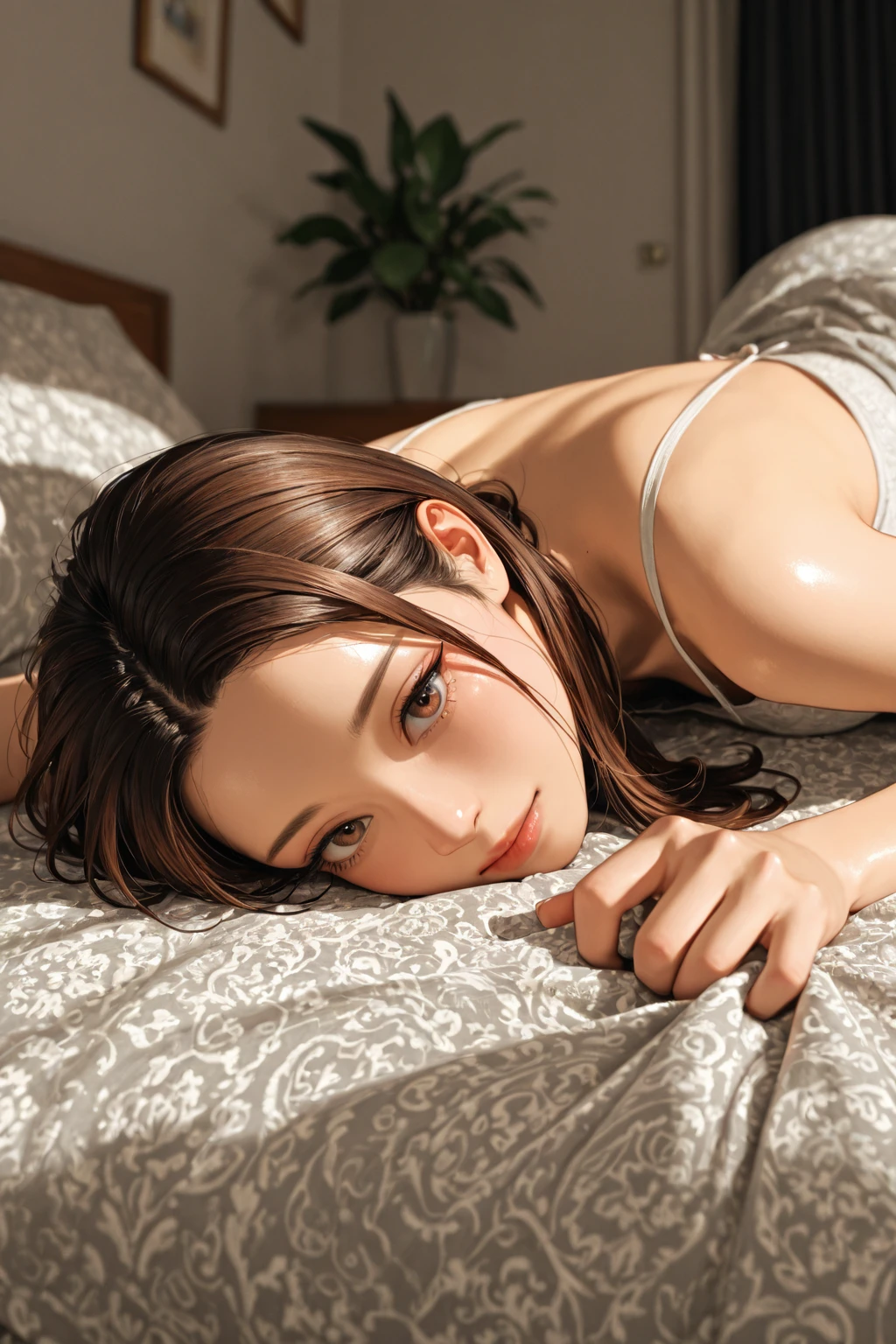 Japanese beauty naked,Cowboy belt on waist,Watch on wrist,Being drunk,can of beer,Embarrassing,Hiccups and convulsions,indoor,Masturbate,View your viewers,Above the knee shot,Lying in bed,Ultra high definition,16K