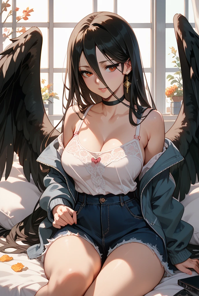 BREAK looking at viewer, BREAK (masterpiece:1.2), best quality, high resolution, unity 8k wallpaper, (illustration:0.8), (beautiful detailed eyes:1.6), extremely detailed face, perfect lighting, extremely detailed CG, (perfect hands, perfect anatomy),church,benches,icons,candles,crosses,night,dark atmosphere,low light,albedo, ahoge, black hair, horns, long hair, (yellow eyes:1.5),skinny fit,
bare shoulders, belt, black wings, collarbone, dress, feathered wings, frills, long sleeves,necklace, off shoulder, off-shoulder sweater, sweater, sweater dress, thigh strap, white sweater, wings, wrist ribbon, thighs,maniac smile,stockings,medium breast,spread legs,showing panties.