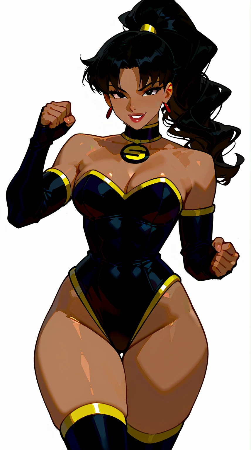 Superwoman has large breasts showing