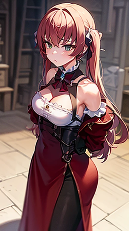 (((masterpiece)))、((highest quality))、(Super detailed)、(CG illustration)、(very beautiful girl))、cinematic light、((1 Mechanical Girl))、 SF、Apocalypse、Erotic grotesque、graduate school(beautiful and luxurious:1.2)、((1 girl:1.3))、facing the front,red-purple long hair,corset,(((High waist tight skirt)))