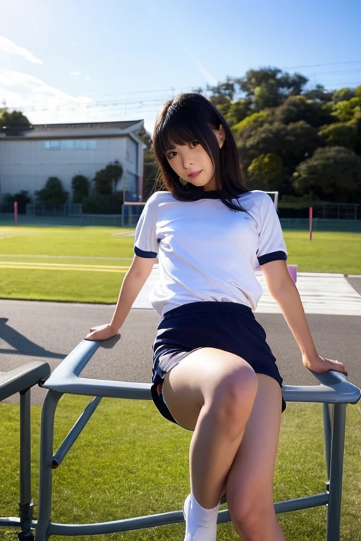 Realistic and high quality photos、Japanese women photos、Cute girl、(nsfw:1.4)、((tennis uniform))、((spread pussy))、On the grass、Erect nipples、Big Eyes、Baby Face、high school student、Baby Face、Minors、Beautiful and neat features、whole body、(Long brown hair)、Expressionless,((spread legs))、((squatting))、(pubic hair:1.4),(arm up),((bare breasts))、((show off nipple))、sneakers、Brown Hair、(How:1.2)