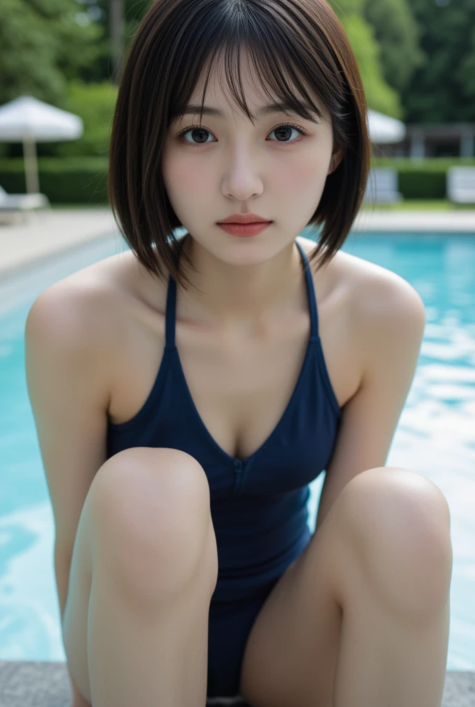 ultra high resolution photos、Accurate depiction of the human body、sunlight、Full body Esbian、Poolside、Photo session、young girl、"Photographed alone"、With the athletics stadium in the background、very accurate super young girl、very, very young face、"full nude"、"extremely small breasts"、"very young short girl"、Sweat、Climax、Cumming face、pleasure、charming、sitting with legs spread apart、Secret parts that seem visible but invisible