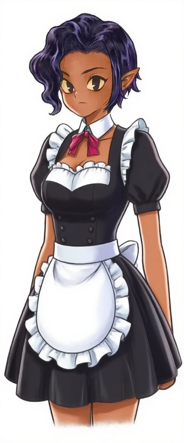 Little woman, maid, putih, cover up wind-borne skirts, flushed face, malu