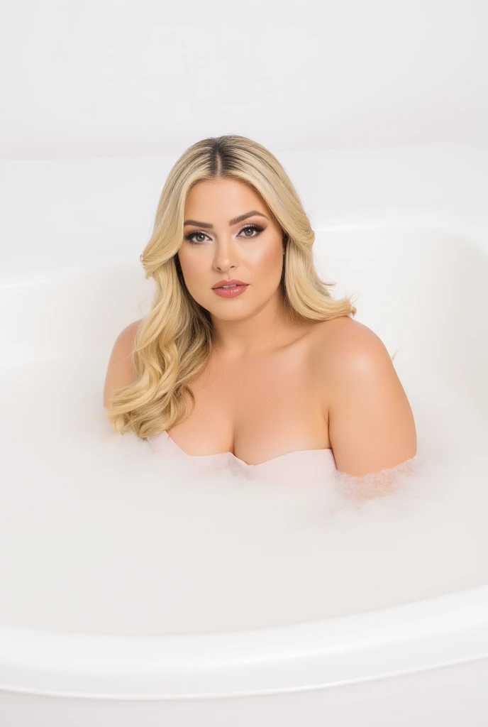 Femme, européenne , cheveux blond clair , gros seins , nu , dans baignoire, avec de la mousse, 26 ans, ultra réaliste 